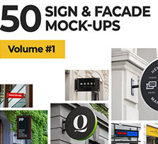 50个店面招牌标志展示模板：50 sign facade signboard logo mock-ups